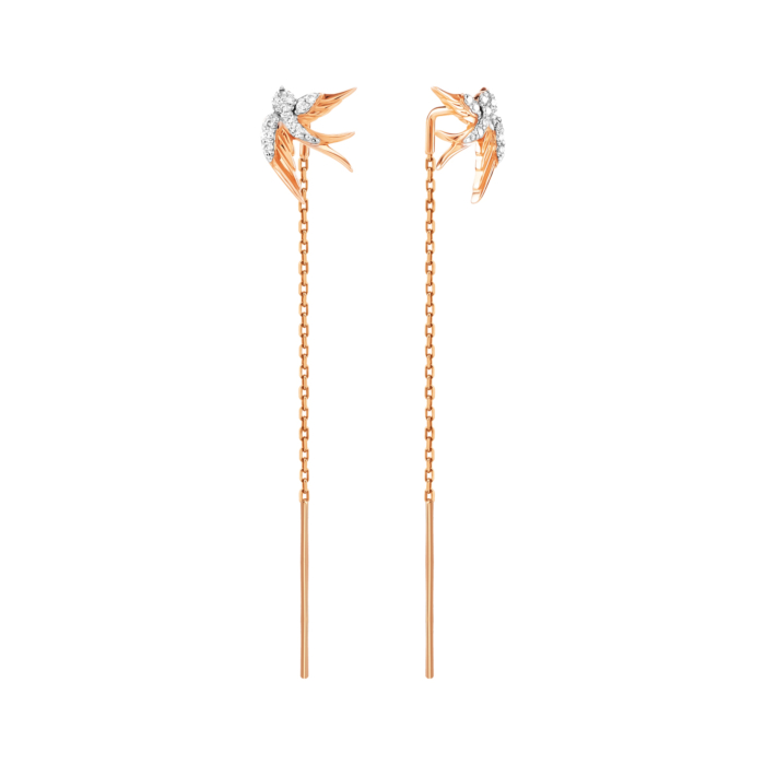 Золоті сережки-протяжки з діамантами. Артикул UG52190414201