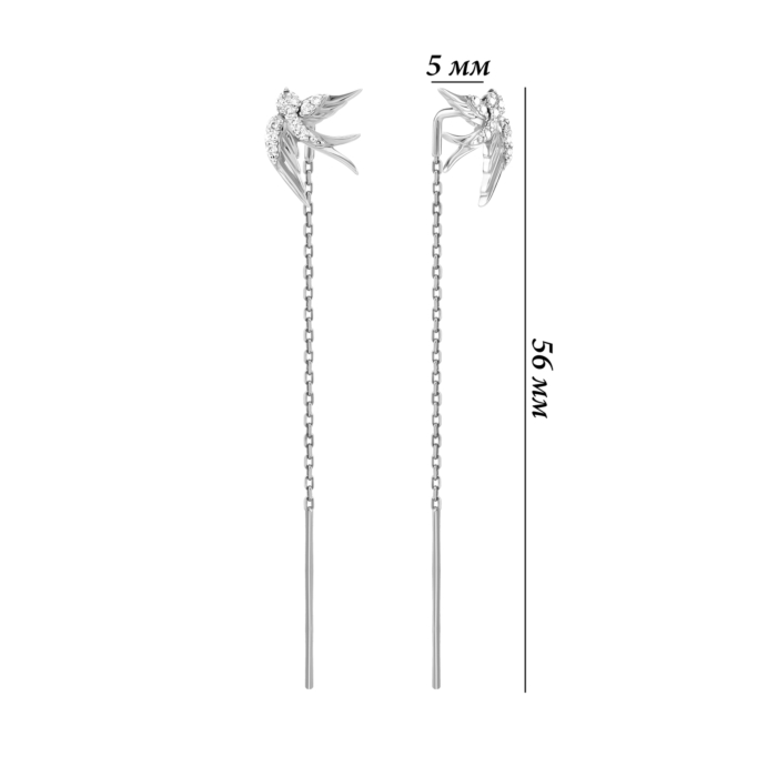 Золоті сережки-протяжки з діамантами. Артикул UG52190414202