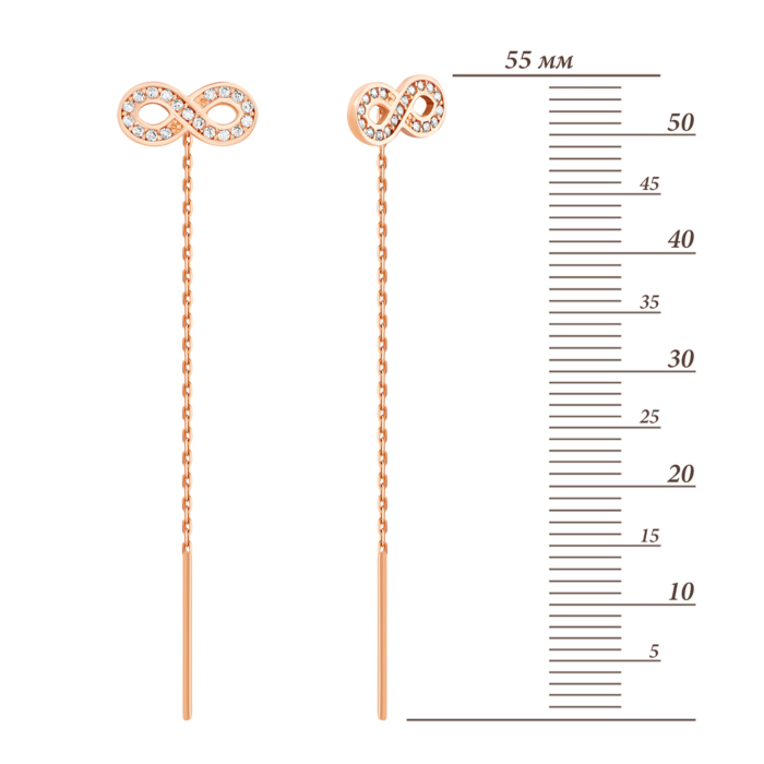 Золотые серьги-протяжки с фианитами.Артикул UG52111016601