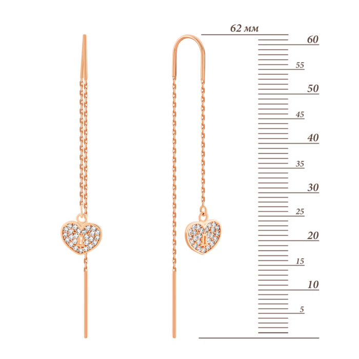 Золоті сережки-протяжки з фіанітами.Артикул UG52111016801