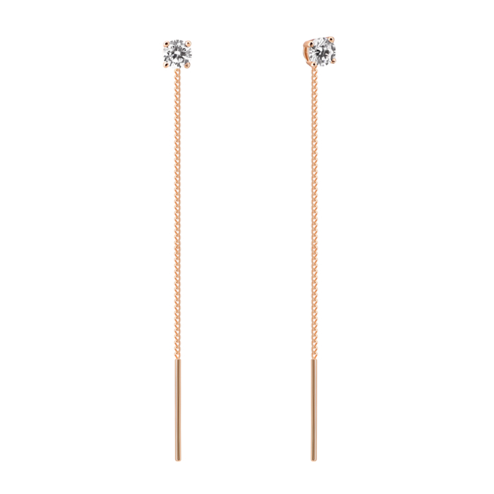 Золотые серьги-протяжки с фианитами.Артикул UG5с030