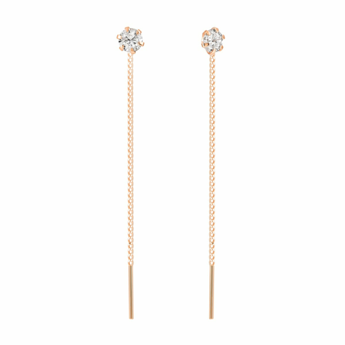 Золотые серьги-протяжки с фианитами. Артикул UG5С0419Z