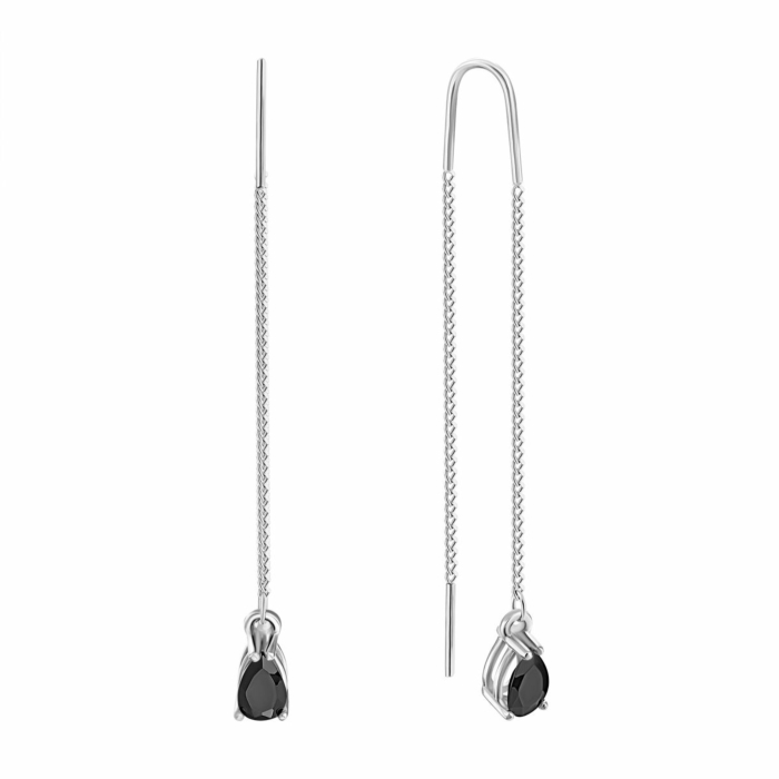 Золотые серьги-протяжки с фианитами. Артикул UG5С0584/1z ч