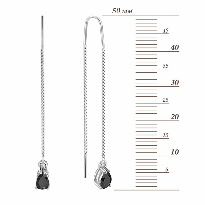 Золотые серьги-протяжки с фианитами. Артикул UG5С0584/1z ч