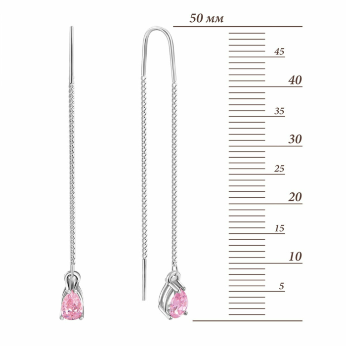 Золотые серьги-протяжки с фианитами. Артикул UG5С0584/1z р