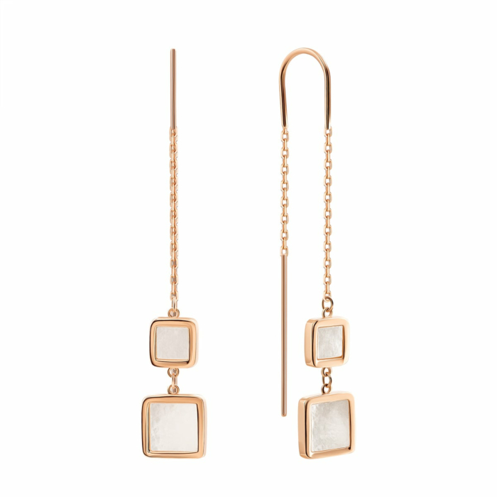 Золоті сережки-протяжки з перламутром. Артикул UG52/30/009