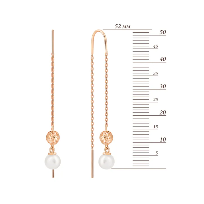 Золоті сережки-протяжки з перлами. Артикул UG522572/01/0/1920