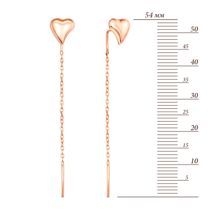 Золотые серьги-протяжки Сердце (02822)