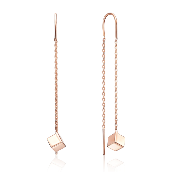 Золоті сережки-протяжки «Кубики» без вставки. Артикул 02987/01/0