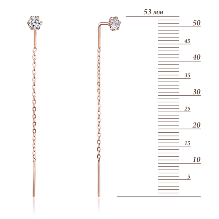 Золоті сережки-протяжки з фіанітами. Артикул 02821-1/01/0/29 (02821/б)
