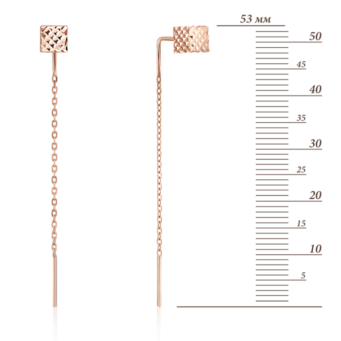 Золоті сережки-протяжки з алмазною гранню. Артикул 02985/01/2