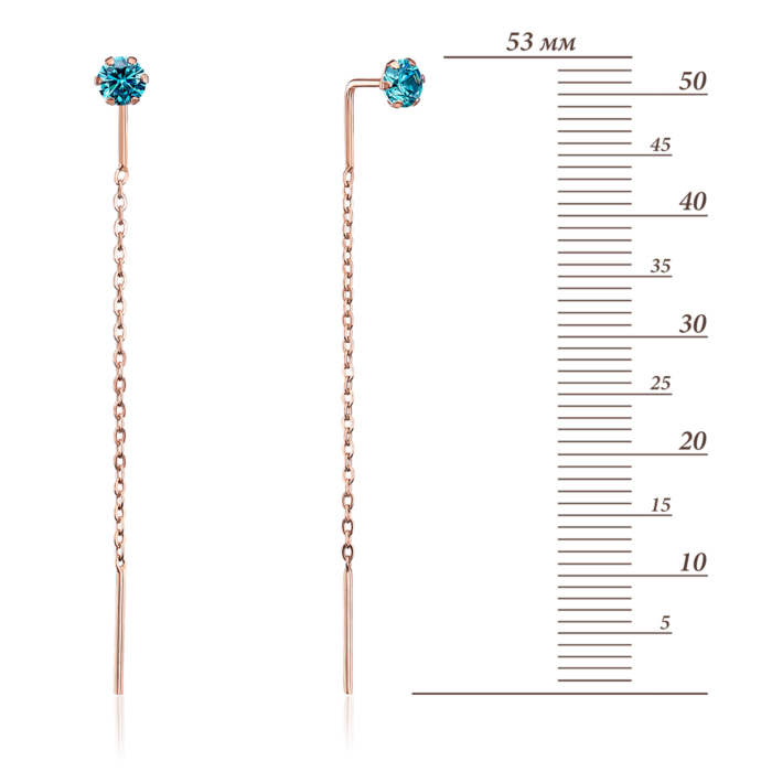 Золоті сережки-протяжки з фіанітом. Артикул 02821-2/01/0/1273 (02821/г)