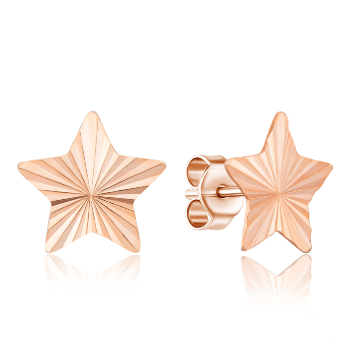 Золоті сережки-пусети з алмазною гранню. Артикул 02719-1/01/2