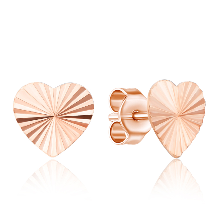 Золоті сережки-пусети з алмазною гранню. Артикул 02720-1/01/2