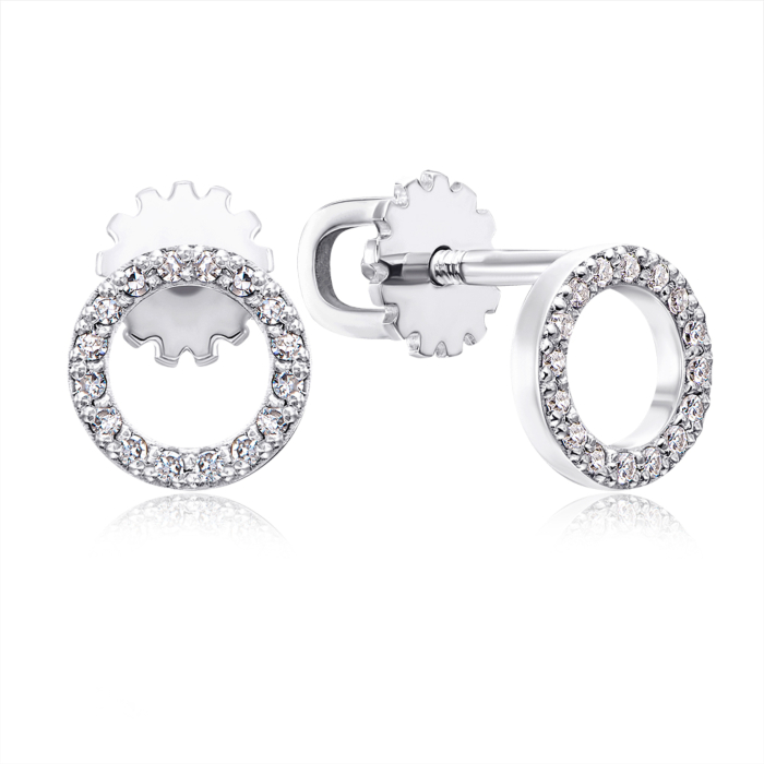 Золотые серьги-пуссеты с бриллиантами. Артикул 520120/02/1/8007