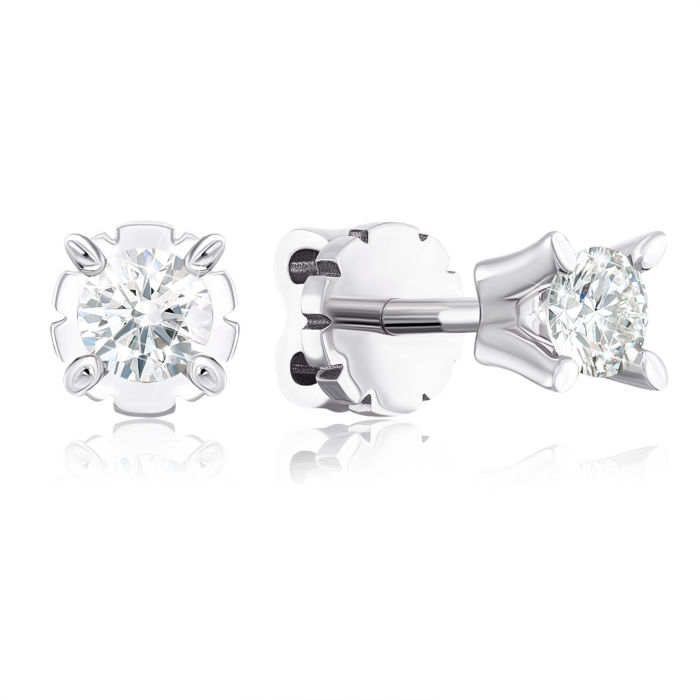 Золоті сережки-пусети з діамантами. Артикул 52826/02/1/9218