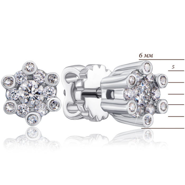 Золотые серьги-пуссеты с бриллиантами. Артикул 53834-2/02/1/9529