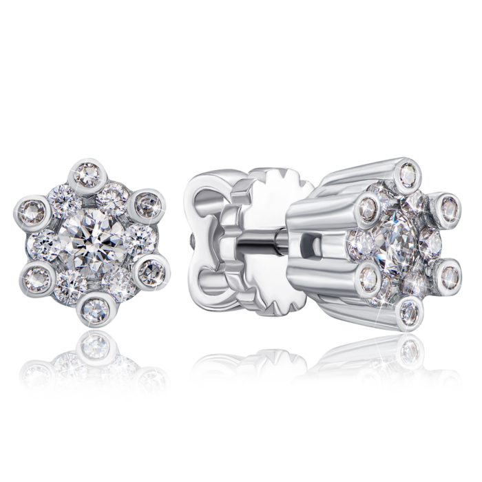 Золотые серьги-пуссеты с бриллиантами. Артикул 53834-2/02/1/9529