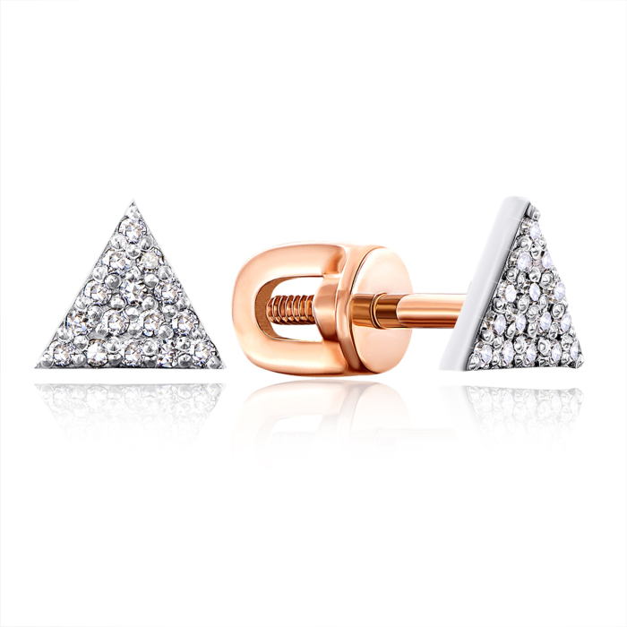 Золоті сережки-пусети з діамантами. Артикул 807032/14/1/8007