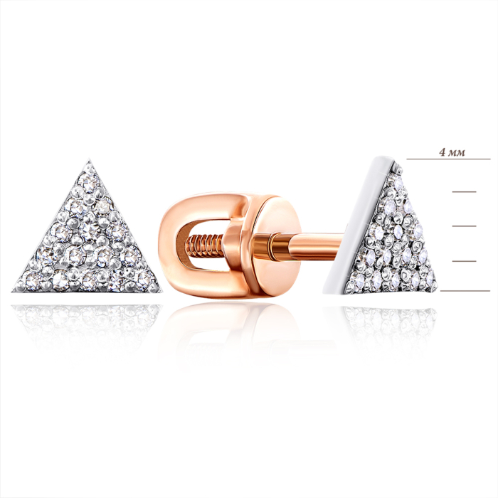 Золоті сережки-пусети з діамантами. Артикул 807032/14/1/8007