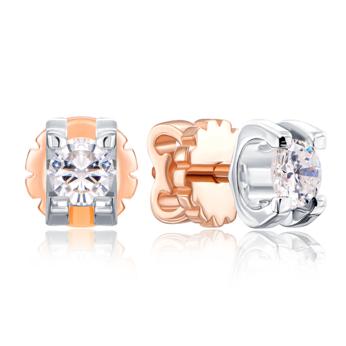 Золоті сережки-пусети з діамантом. Артикул 807035/14/1/8602