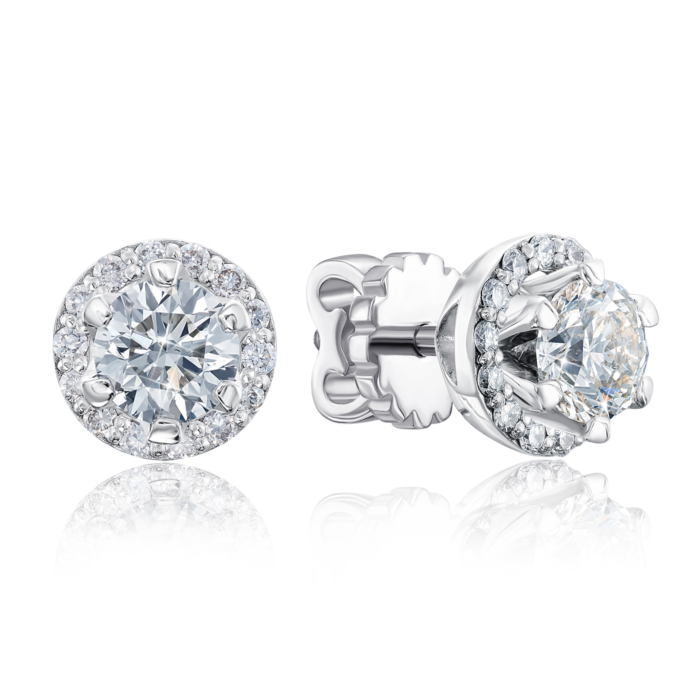 Золотые серьги-пуссеты с бриллиантом. Артикул 807040/02/1/9518