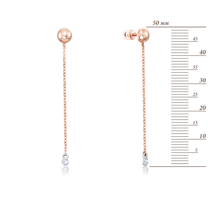 Золоті сережки-пусети з діамантом. Артикул 807068/14/1/8563