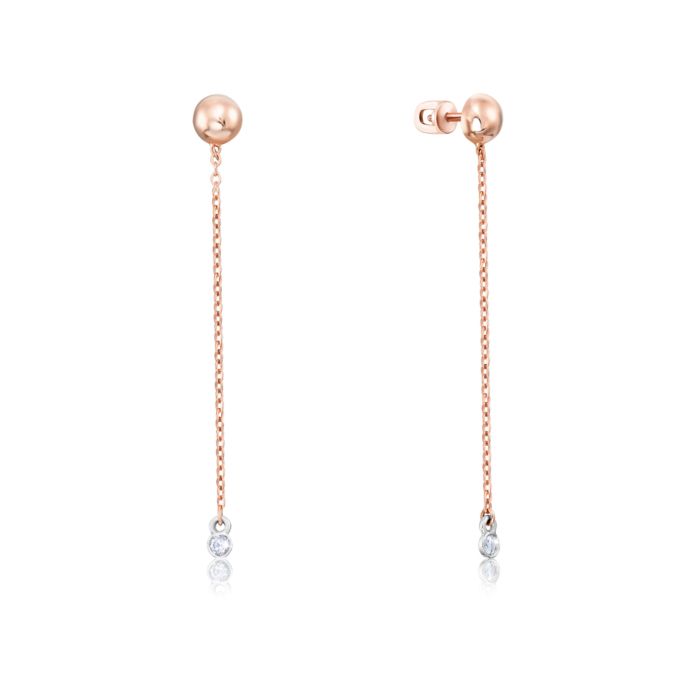 Золоті сережки-пусети з діамантом. Артикул 807068/14/1/8563