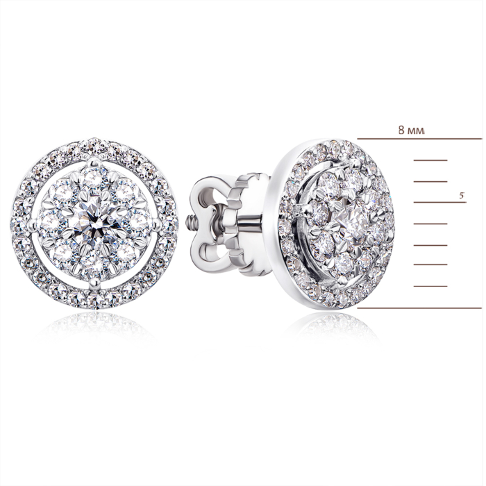 Золотые серьги-пуссеты с бриллиантом. Артикул 807094/02/1/8536