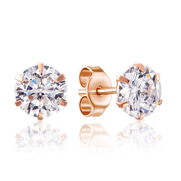 Золотые серьги-пуссеты с фианитами. Артикул 02812-2/01/0/25