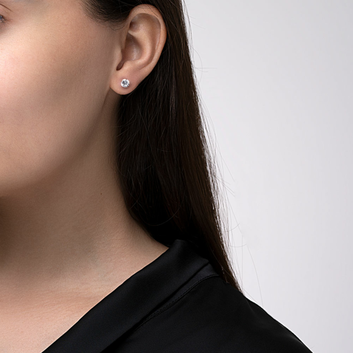 Золотые серьги-пуссеты с фианитами. Артикул 02812-4/01/0/100