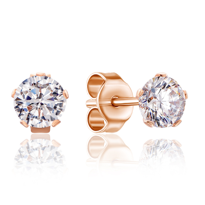 Золотые серьги-пуссеты с фианитами. Артикул 02812-4/01/0/100