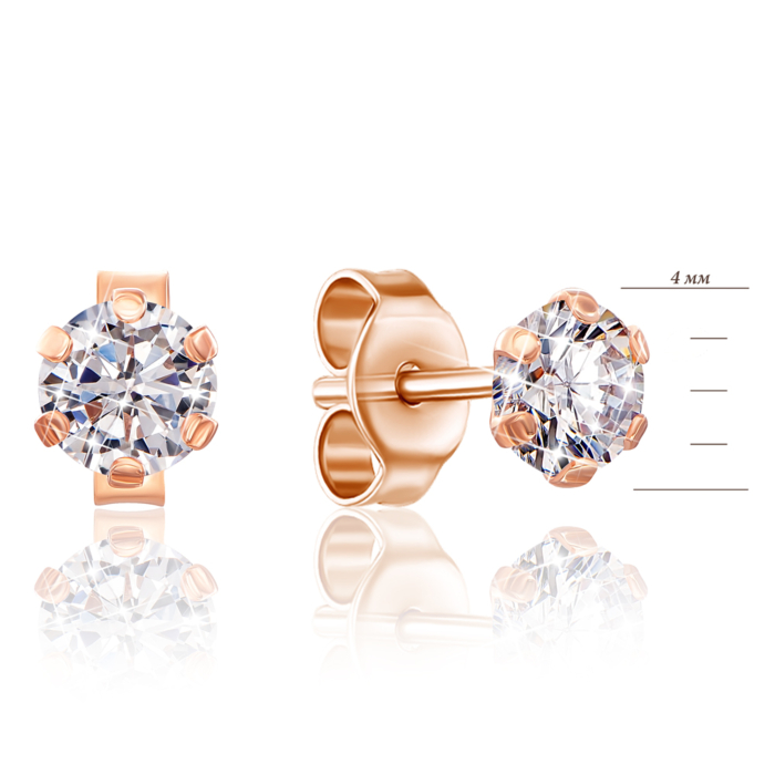 Золоті сережки-пусети з фіанітами. Артикул 02812-5/01/0/29