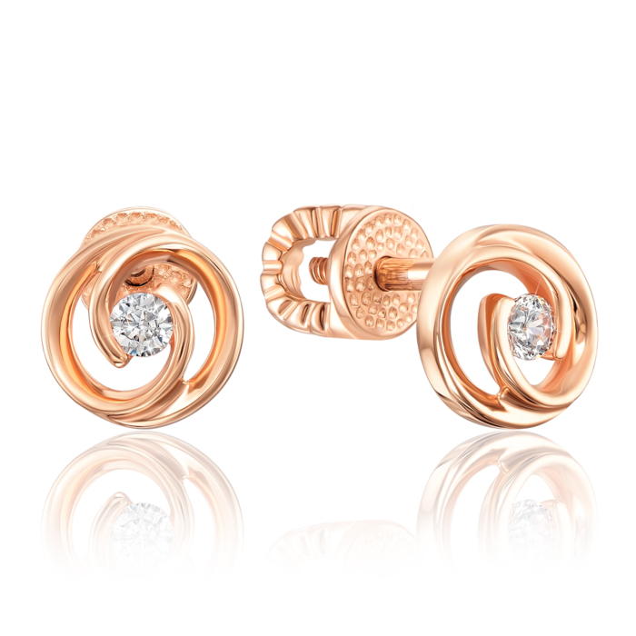 Золоті сережки-пусети з фіанітами. Артикул 22329/01/0/17