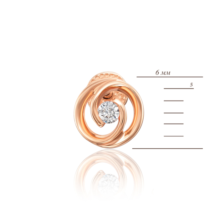 Золоті сережки-пусети з фіанітами. Артикул 22329/01/0/17