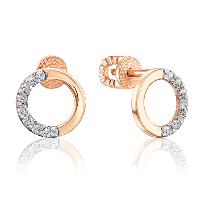 Золотые серьги-пуссеты с фианитами. Артикул 22331/01/1/13