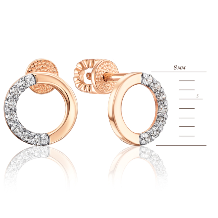 Золотые серьги-пуссеты с фианитами. Артикул 22331/01/1/13