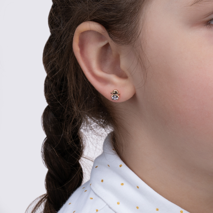 Золоті сережки-пусети з фіанітами. Артикул 22566/01/1/3445