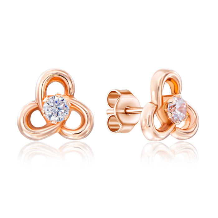 Золоті сережки-пусети з фіанітом. Артикул 02829/01/0/28