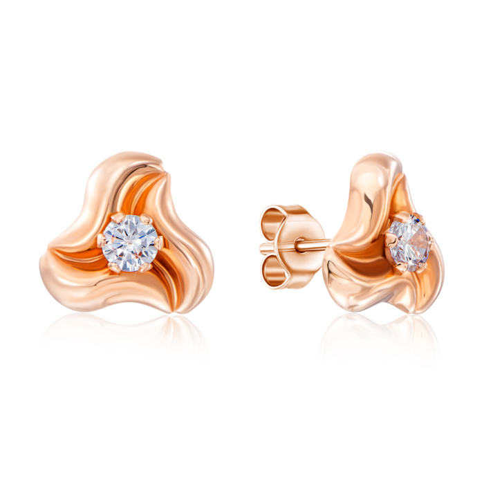 Золоті сережки-пусети з фіанітом. Артикул 02833/01/0/28