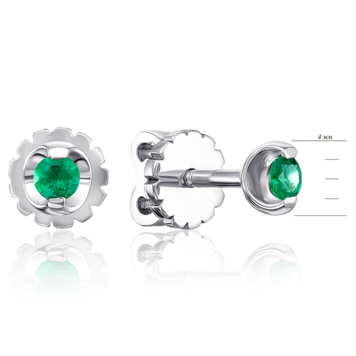 Золотые серьги-пуссеты с изумрудом. Артикул 53885/02/1/8170