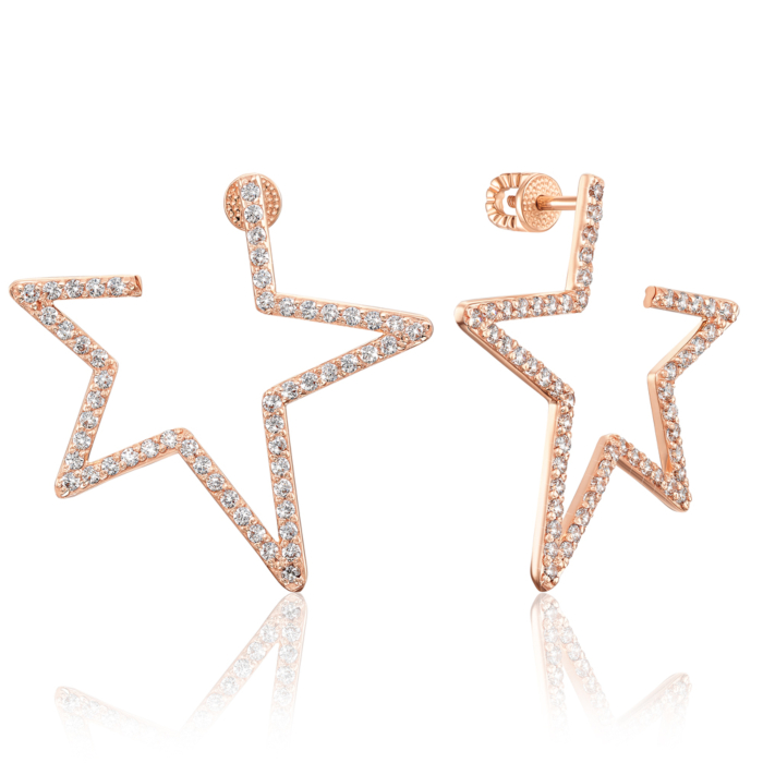 Золоті сережки-пусети «Зірка» з фіанітами. Артикул 22284/01/0/13