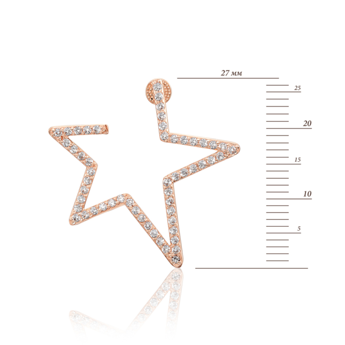 Золоті сережки-пусети «Зірка» з фіанітами. Артикул 22284/01/0/13