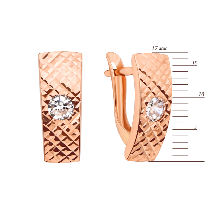 Золоті сережки з алмазною гранню і фіанітами (02917-11/01/2/22)