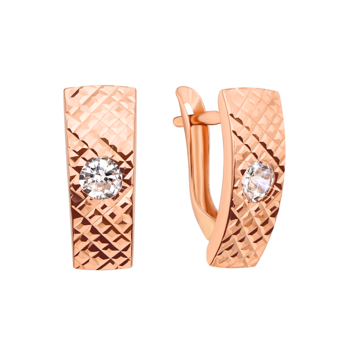 Золоті сережки з алмазною гранню і фіанітами (02917-11/01/2/22)