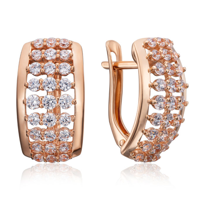 Золотые серьги с фианитами. Артикул 22775/01/0/435