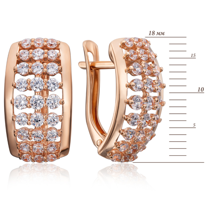 Золотые серьги с фианитами. Артикул 22775/01/0/435