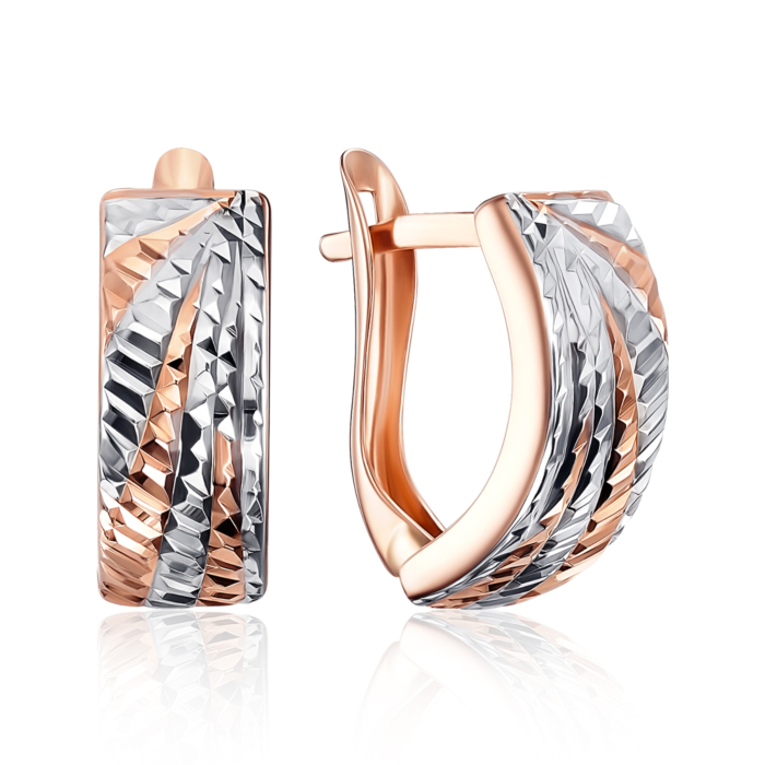 Золотые серьги с алмазной гранью. Артикул 02841-26/01/3