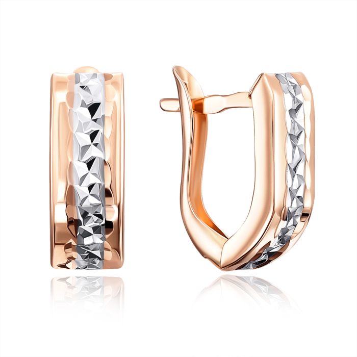 Золотые серьги с алмазной гранью. Артикул 02846-5/01/3