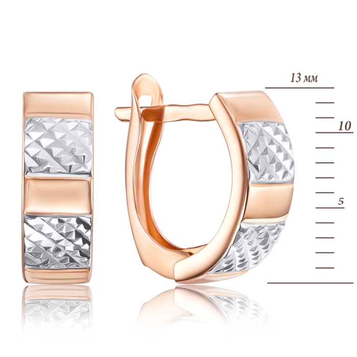 Золотые серьги без вставки с алмазной гранью. Артикул 02848-10/01/3